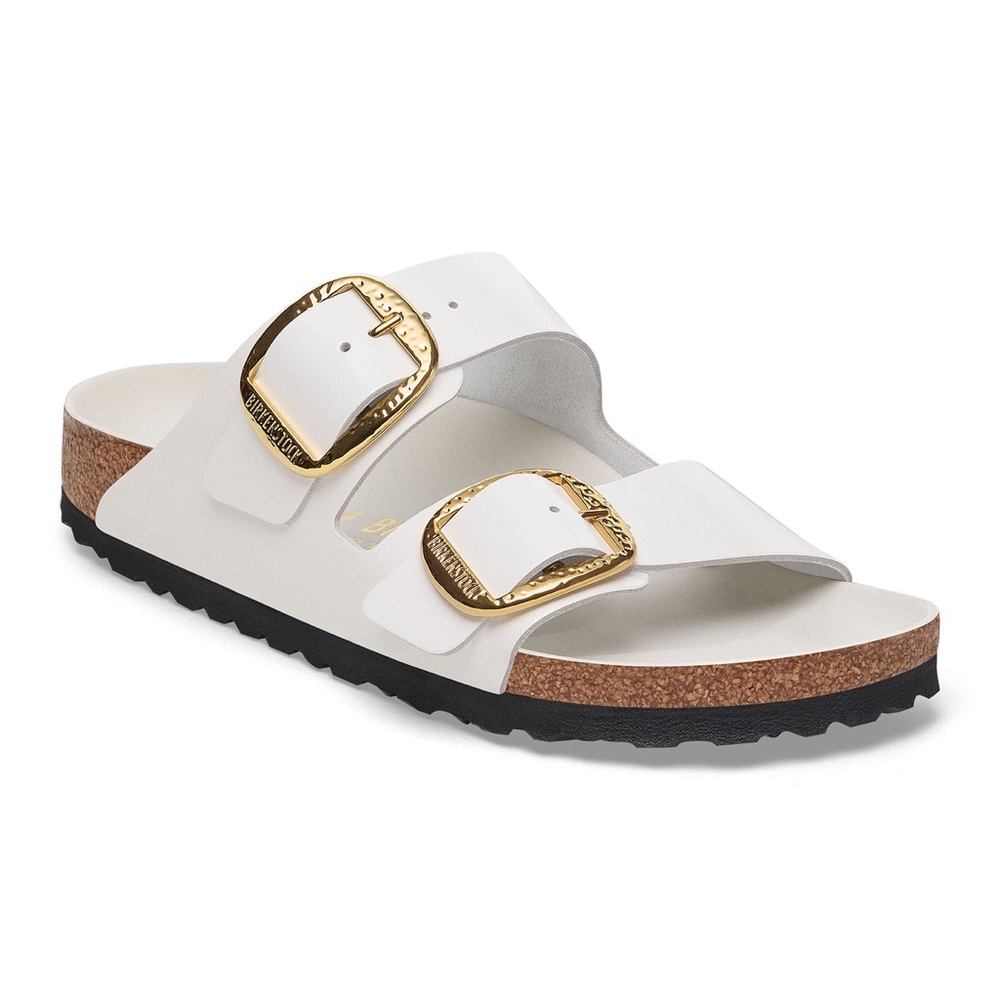 Birkenstock Arizona Hammered Big Buckle size 40 Color: High Shine New Beige